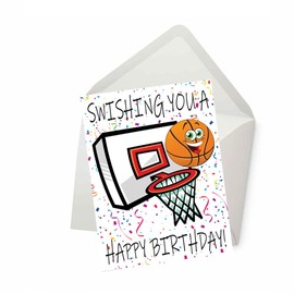 PICTURE THIS PRINTS Basketball Birthday Card for Son Daughter Husband Boyfriend Wife Girlfriend Birthday Card for Him or Her (5 inches by 7 inches) Swishing You a Happy Birthday