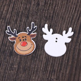 EXCEART 50PCS Christmas Wooden Buttons Mixed Pattern Sewing Button Bulk with 2 Holes Button for Xmas DIY Craft (Mixed Pattern)