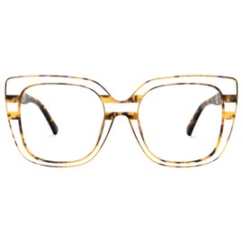 Zeelool Readers Stylish Oversized Square Reading Glasses Blue Light Blocking for Women Brenda ZOP02126 (Light-Tortoise, 3.00)