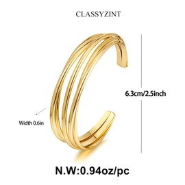 CLASSYZINT Gold Twisted Cuff Bracelet For Women Dainty Opening Chunky Cuff Bracelet Women Bride Wedding Birthday Jewelry Gift