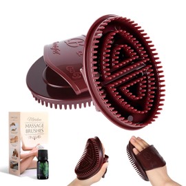 2 PCS Meridian Brush Massage Body Brush, 2025 Upgraded Meridian Massage Brushes with 10 ML Essential Oil, Full Body Relaxation Cellulite Massager Brushes for Belly, Arms, Legs, Back (Brown)