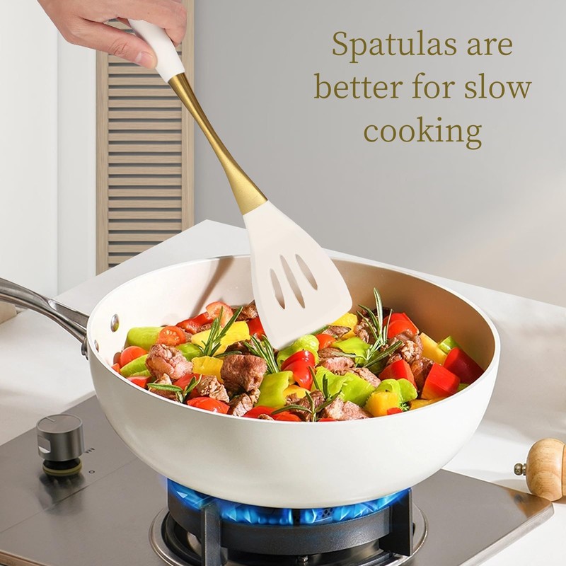 Heat-Resistant Silicone Kitchen Spatula Set – Non-Toxic Cooking Utensils with