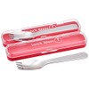 Takakuwa Metal Lunch Spoon with Case, Straight, Pink, Set of