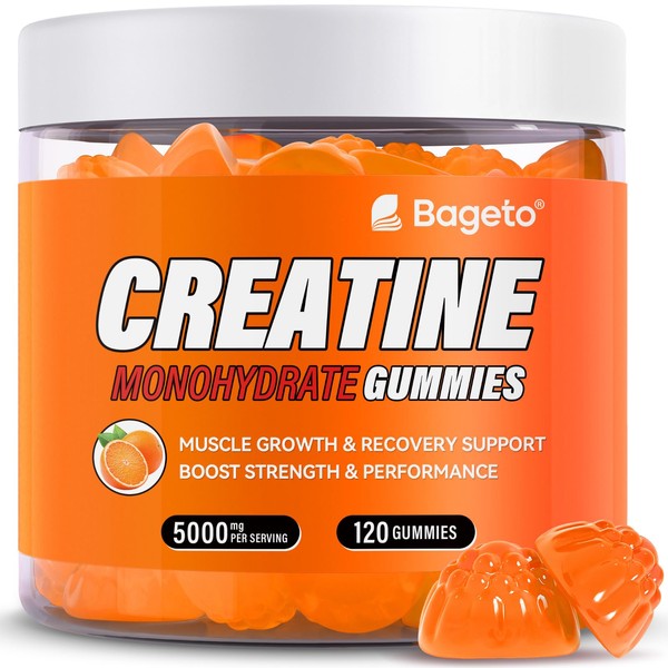 Bageto Bageto Creatine Monohydrate Gummies, Orange Flavor, 120 Count