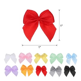 sourcing map 100Pcs Mini Ribbon Bow 1" Mini Fabric Satin Ribbon Flower Bows for Craft DIY Sewing Wedding Birthday Party Multicolor