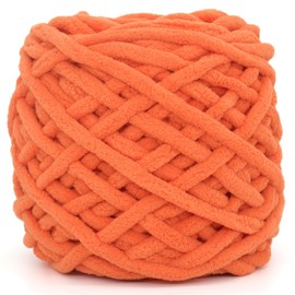 Chunky Chenille Yarn for Crocheting,Orange Fluffy Velvet Plush Yarn Thick Soft Chunky Chenille Yarn Baby Blanket Yarn for Crocheting Knitting Beginners 100g（Orange）