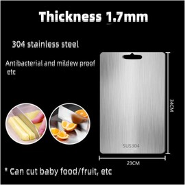 Lovgrin Cutting Board 23x34cm, 304 Stainless Steel Double-Sided Cutting Board for Kitchen, Dishwasher Safe