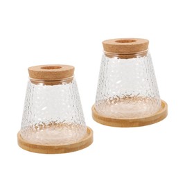 Abaodam 2Pcs Hydroponic Glass Plant Propagation Jars with Stand Lid Elegant Vases for Home Wedding Centerpieces and Plant Cuttings Growing Boho Style