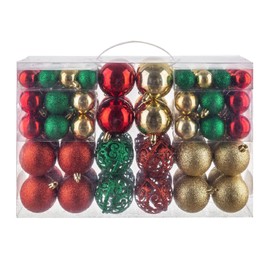 NJN 100pcs Christmas Ball Ornaments, Shatterproof Christmas Ornaments Set with Hand-held Gift Package for Xmas Tree Red Green and Gold