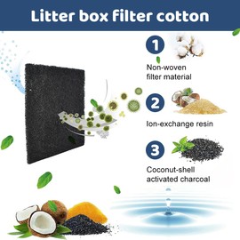 ZOPJUMA Pack of 6 Activated Carbon Filters for Compost Bin and Cat Litter, Cat Litter Tray Activated Carbon Filter, Highly Absorbent Activated Carbon Filter, Cat Litter Box Container, Replacement