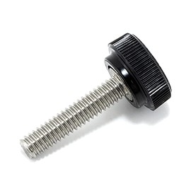 #8-32 x 3/4" Thumb Screw Stainless Steel - Black Knurled Round Plastic Knob - Standard/Coarse Thread Thumbscrew - Length: 0.750" - Proudly Built in USA - Package of (4)