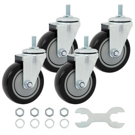 Finnhomy Swivel Caster Wheels 4 Inch Threaded Stem Casters Set of 4 Heavy Duty 1/2"-13 x 1 Anti-wear Polyurethane Industrial Castor Wheels for Cart/Furniture Load Bearing 2200 Lb Smooth Caster Black