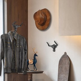 Yemmert Cowboy Hat Rack for Wall,3 Pack Modern Metal Cast Iron Cowboy Hat Holder Cowgirl Hat Hanger Western Wall Decor Hat Hooks