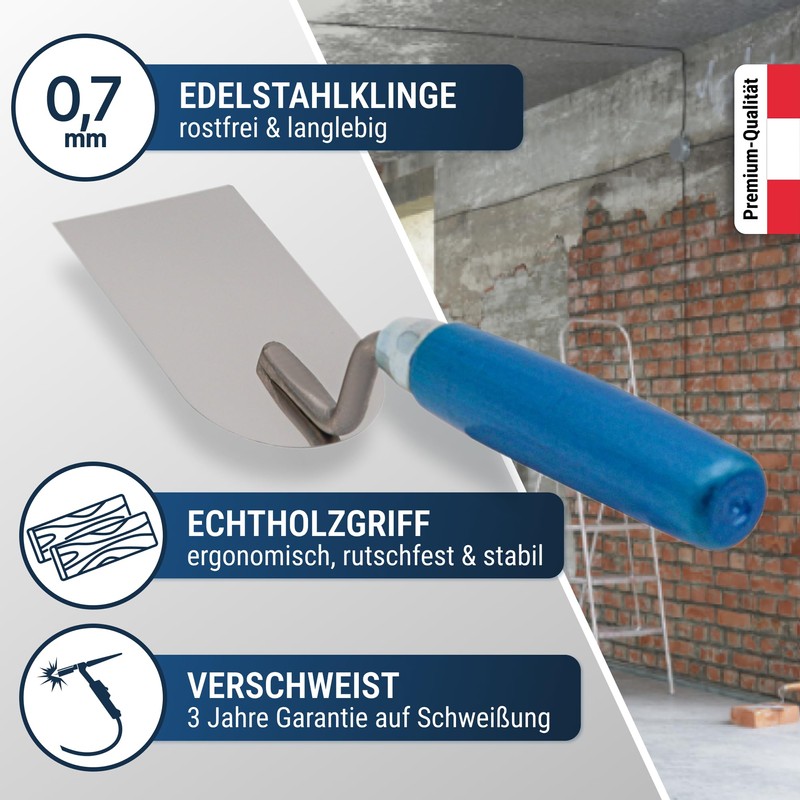 WERKFIT Professional Plastering Trowel Made of Stainless Steel 40 mm
