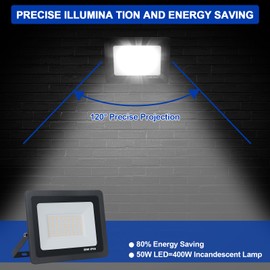 Mille Lucciole Outdoor LED Spotlight 50 W Cool White 6500 K 5000 LM Headlight 72 LED IP65 Waterproof Outdoor Spotlight Black for Bright Garden Garage Sports Field Yard Floodlight