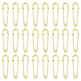 QUARKZMAN Große Sicherheitsnadeln 50mm / 2 Zoll Metall Riesige Nähsicherheitsnadeln Clips für Damenbekleidung Kleid Hosen Rock Taille, Goldfarben, 32 Stück