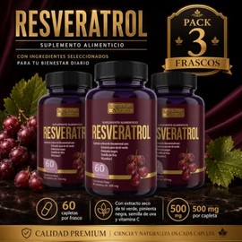 Resveratrol 500 Mg Schuler Pack 3 Frascos con 60 Capletas C/u