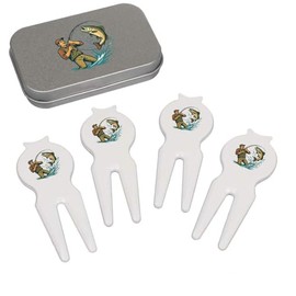 Azeeda 'Fisherman Big Catch' Golf Divot Tool/Repair Fork Gift Set (GO00069100)