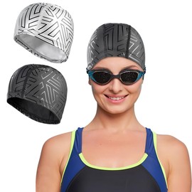 Adult Waterproof Swimming Cap Swim Pool Cap Beach Surfing Bathing Cap Comfortable Adult Swimming Caps Non-Slip Lining Swim Hat Elastic Ears Protection Shower Cap Soft Beanie Cap For Long Short Hair