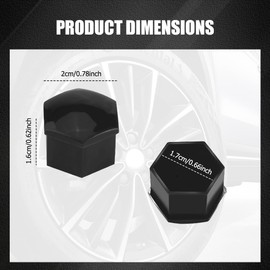 Lyxheth 20PCS Lug Nut Covers, Bolt Covers Caps, Auto Hub Screw Protector with Remover Tool, 17 mm Inner Hex Wheel Bolt Dust Caps Cover Decorative Car Accessories Universal for Most Cars (Black, 17mm)