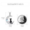 POPLYKE Cat Necklace Sterling Silver Black/White Heart/Moonstone/Crystal Irish Jewellery Gifts
