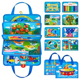 Kickduck Busy Board Montessori Toys for 3 4 Year Old Boys & Girls Birthday Gifts, Educational Activity Sensory Board Preschool Learning Toys for Toddlers, Travel Toys for Airplane (Noah's Ark)