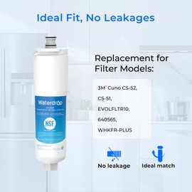 Waterdrop Refrigerator Water Filter, Replacement for Bosch® 640565, Whirlpool® WHKF-R-PLUS, EVOLFLTR10, 3M® Cuno CS-52, CS-51, W1085590, 51000, 3 Filters