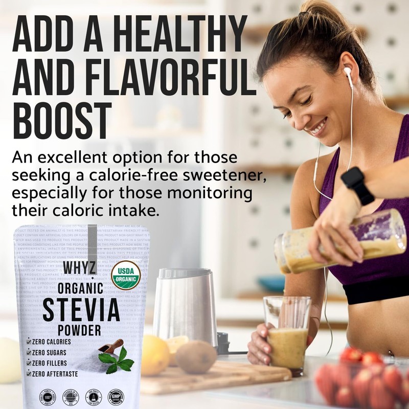 WHYZ Organic Stevia Powder 8 oz USDA Organic Keto &