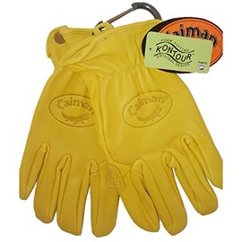 Caiman Leather Gloves (Leather Gloves) Driver/Work/Bike Gold Sheep Grain (S)