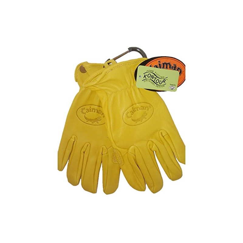 Caiman Leather Gloves (Leather Gloves) Driver/Work/Bike Gold Sheep Grain (S)