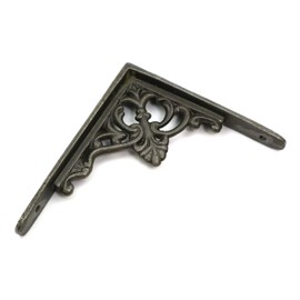 Pair of Small Shelf Brackets Floret Cast Antique Iron 130mm x 110mm