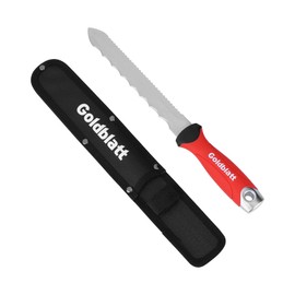 Goldblatt Insulation Knife, 8 Inch Stainless Steel Blade - Serrated Sharp Double Side Insulation Cutter Tool for Cutting Heat Material, Styrofoam - Rockwool Sod Cutter Lawn Repair Garden Knife