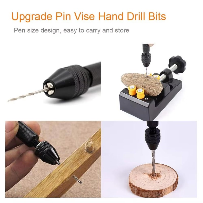26 PCS Portable Pin Vise Hand Drill Bit Set, 25