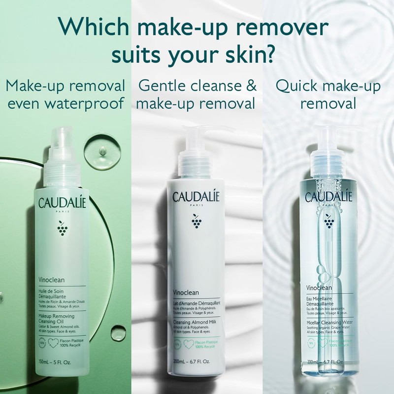 Caudalie Vinoclean Makeup Removing Cleansing Oil, Waterproof Makeup Remover -