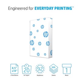 HP Papers | 8.5 x 14 Paper | Office 20 lb | 1 Ream - 500 Sheets | 92 Bright | Made in USA - FSC Certified | 001422R