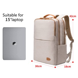 NOBLEMAN Backpack for women and man,Waterproof School travel work Backpack, 15.6 Inch Laptop Backpack, Daypack, with USB (Beige plus)