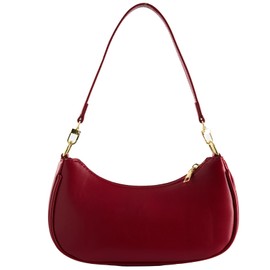 Shoulder Bags for Women Leather Cute Hobo Tote Handbag Under the Arm Purses Mini Clutch Purse with Zipper Closure (red)