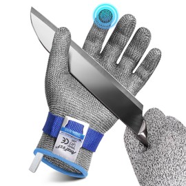Cut Protection Kitchen Gloves, Powerful Level 9 Protection, Stainless Steel Wire, Metal Mesh Work Gloves, Chain Gloves, for Mandolin Cutting, Plus Inner Gloves, Size 7/S, Pack of 1