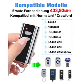 Selridasia Pack of 2 433.92 MHz Garage Door Hand Transmitter for Standard Steel Entrematic RCU 433-2, RCU 433-4, EA433 2KS, T433-4, Garage Door Opener Remote Control Compatible with Standard Steel