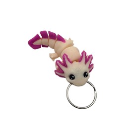Articulating Animal Keychain – Fun Flexible Racoon, Mouse, Bearded Dragon, Axolotl Fidget Toy, 3D Printed Keychain for Bags, Keys, Gifts – Unique Novelty Charm for Kids & Adults. (Axolotl)
