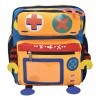 Lluvia Mochila Robot Naranja Porta Credencial Azul Mini Backpack Estampado