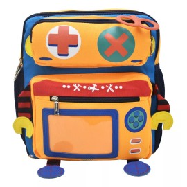 Lluvia Mochila Robot Naranja Porta Credencial Azul Mini Backpack Estampado Ll23kbm012 Lluvia