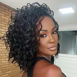 Leeven Gogo Curl Crochet Hair 10 Inch 8 Packs Black Ocean Wave Crochet Hair Pre Looped Deep Twist Goddess Box Braids Short Curly Water Wave Synthetic Braiding Hair for Women Girl Kids