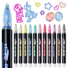 YITHINC Glitter Pens Outline Pens, Christmas Gifts for Girls, Stocking Fillers Kids, 12 Metallic Outline Markers Pens for DIY Arts and Crafts, Christmas Card Writing, Birthday Greeting, Scrap Booking