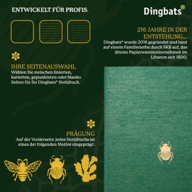 Dingbats* Pro B5 Großes Notizbuch Liniert - Journal mit Textilcover, Fadenheftung für Arbeit, Reisen - Elastischer Verschluss, Stifthalter