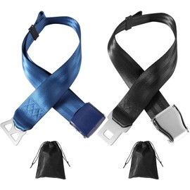 Keilend Airplane Seat Belt Extender Adjustable 7-35", Plane Seat Belt Extender 2pcs, Southwest Universal Airplane Seat Belt Extension with Velvet Bag, Fits Pregnant Obese