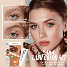 Lash Color Kit, Professional Eyelash & Eyebrow Color Kit Lasting for 4 Weeks, Instant Eyelash Color with Natural Ingredients, Safe & Easy to Use 7ML(Brown)