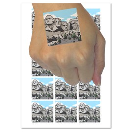 Mount Rushmore National Memorial Landmark US Presidents Temporary Tattoo Water Resistant Fake Body Art Set Collection - 15 2" Tattoos (1 Sheet)