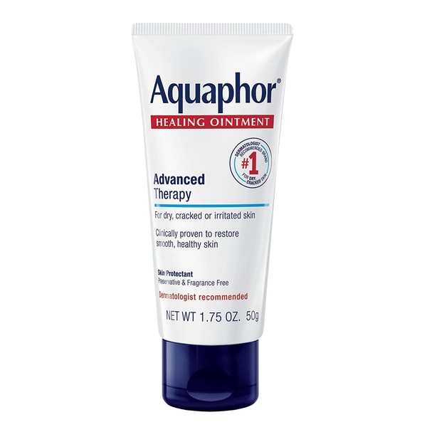 Eucerin Aquaphor Healing Ointment Dry, Cracked and Irritated Skin Protectant, 1.75 Oz Tube, 2 pack