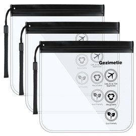 Clear Travel Toiletry Bag -Gezimetie Airport Security Liquids Bags 20 x 20cm TSA Approved Travel Accessories Makeup Bags Waterproof Wash Bags Holiday Essentials for Men Women (3PCS)